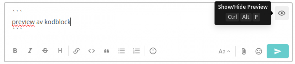 Preview av kodblock