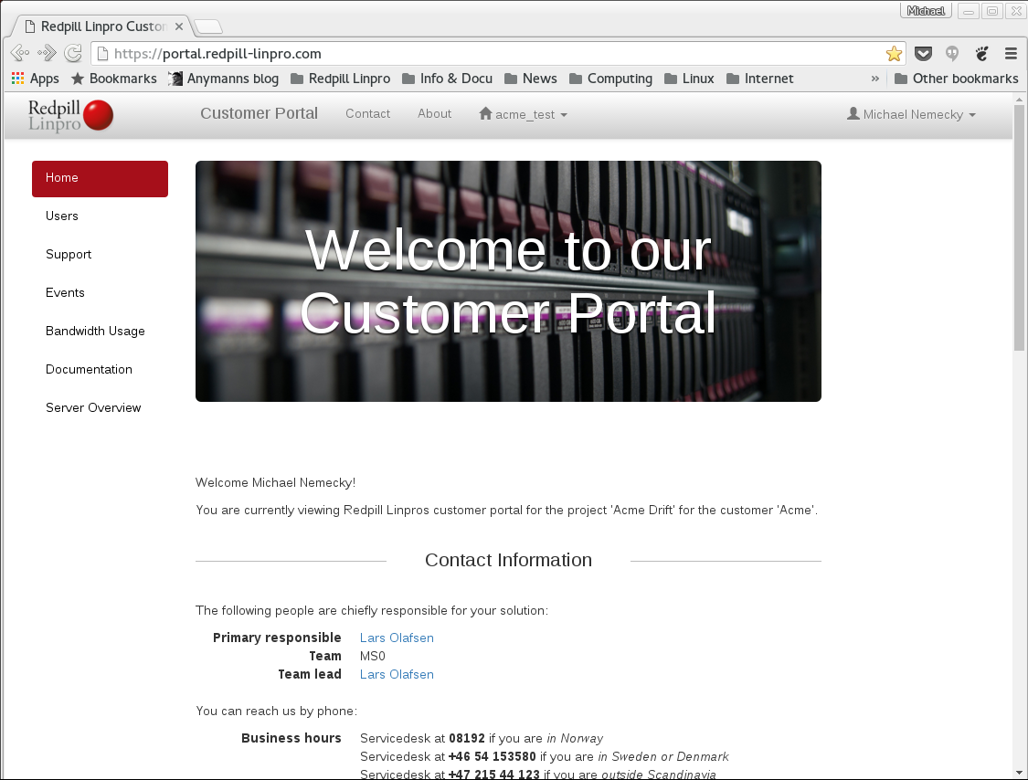 "Redpill Linpros customer portal"