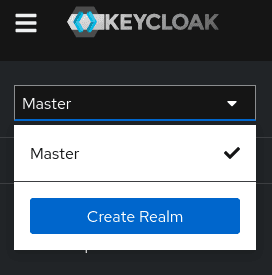 Create realm in Keycloak dropdown.
