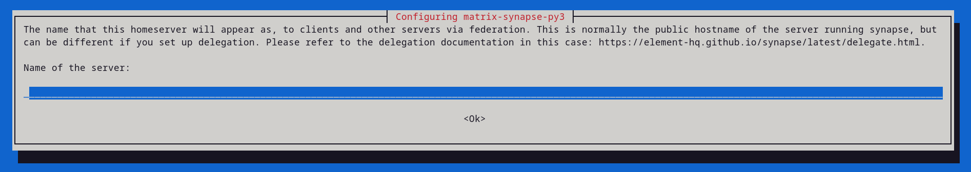 First installation prompt