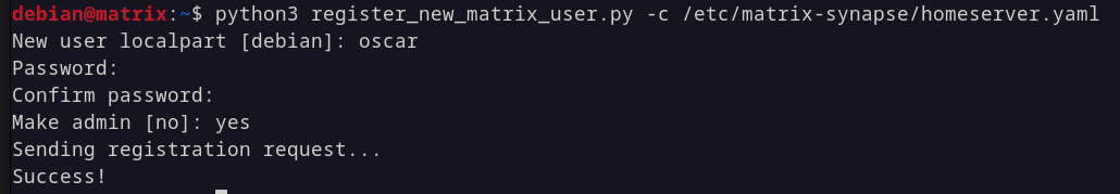 Register admin user
