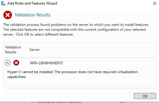 Hyper-V feature not installing